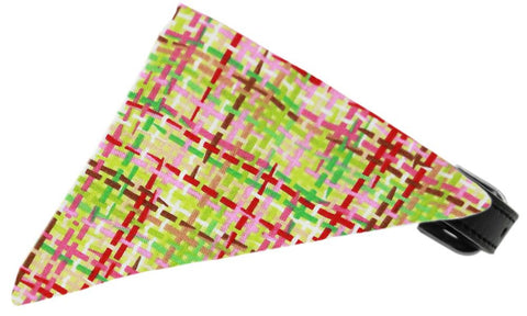 Lime And Pink Party Plaid Bandana Pet Collar Black