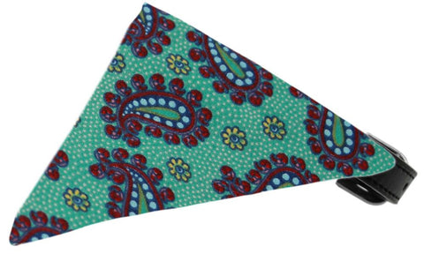 Aqua Pretty Paisley Bandana Pet Collar