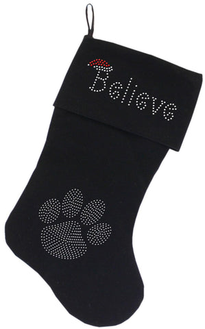 Believe Rhinestone Velvet Christmas Stocking