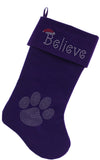 Believe Rhinestone Velvet Christmas Stocking