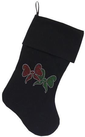 Christmas Bows Rhinestone Velvet Christmas Stocking