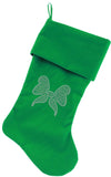 Clear Bow Rhinestone Velvet Christmas Stocking