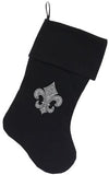 Silver Fleur De Lis Rhinestone Velvet Christmas Stocking