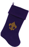 Gold Fleur De Lis Rhinestone Velvet Christmas Stocking