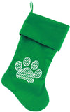 Chevron Paw Screen Print Velvet Christmas Stocking