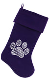 Chevron Paw Screen Print Velvet Christmas Stocking