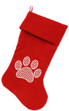 Chevron Paw Screen Print Velvet Christmas Stocking