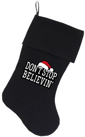 Don't Stop Believin Screen Print Velvet Christmas Stocking