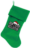 Don't Stop Believin Screen Print Velvet Christmas Stocking