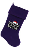 Don't Stop Believin Screen Print Velvet Christmas Stocking