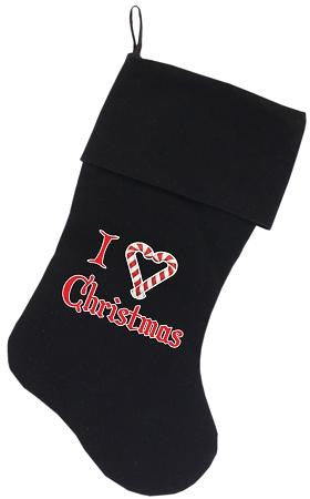 I Heart Christmas Screen Print Velvet Christmas Stocking