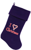 I Heart Christmas Screen Print Velvet Christmas Stocking