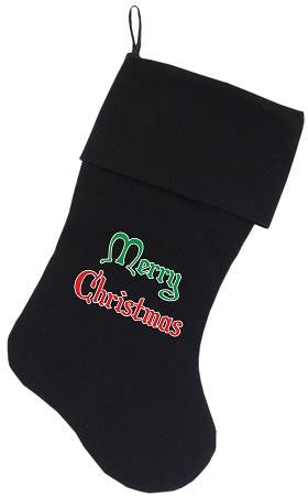 Merry Christmas Screen Print Velvet Christmas Stocking