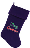 Merry Christmas Screen Print Velvet Christmas Stocking