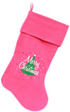 Scribbled Merry Christmas Screen Print Velvet Christmas Stocking