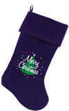 Scribbled Merry Christmas Screen Print Velvet Christmas Stocking