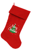 Scribbled Merry Christmas Screen Print Velvet Christmas Stocking