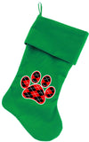 Argyle Paw Red Screen Print Velvet Christmas Stocking