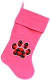 Argyle Paw Red Screen Print Velvet Christmas Stocking