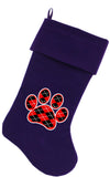 Argyle Paw Red Screen Print Velvet Christmas Stocking