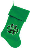 Argyle Paw Green Screen Print Velvet Christmas Stocking