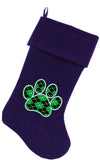 Argyle Paw Green Screen Print Velvet Christmas Stocking