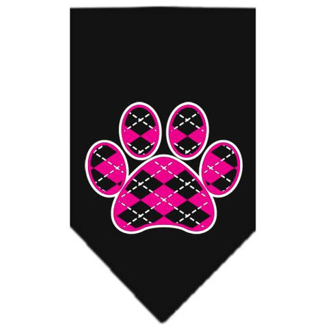 Argyle Paw Pink Screen Print Bandana