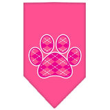 Argyle Paw Pink Screen Print Bandana