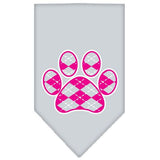 Argyle Paw Pink Screen Print Bandana