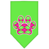 Argyle Paw Pink Screen Print Bandana