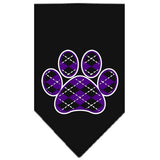 Argyle Paw Purple Screen Print Bandana