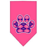 Argyle Paw Purple Screen Print Bandana