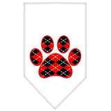 Argyle Paw Red Screen Print Bandana