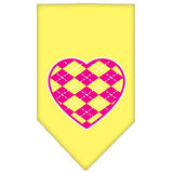 Argyle Heart Pink Screen Print Bandana