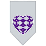 Argyle Heart Purple Screen Print Bandana