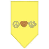 Peace Love Paw Rhinestone Bandana