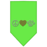 Peace Love Paw Rhinestone Bandana