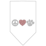 Peace Love Paw Rhinestone Bandana