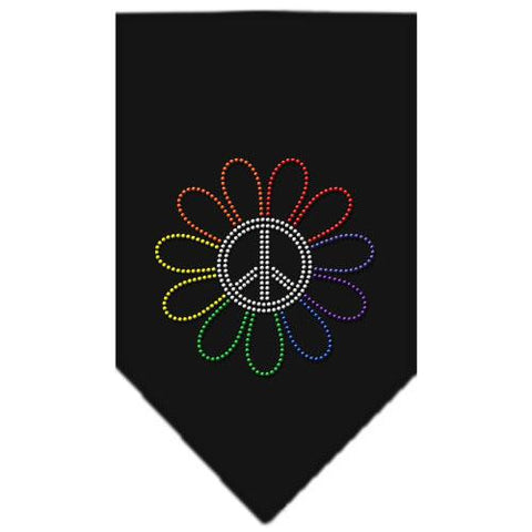 Rainbow Peace Flower Rhinestone Bandana